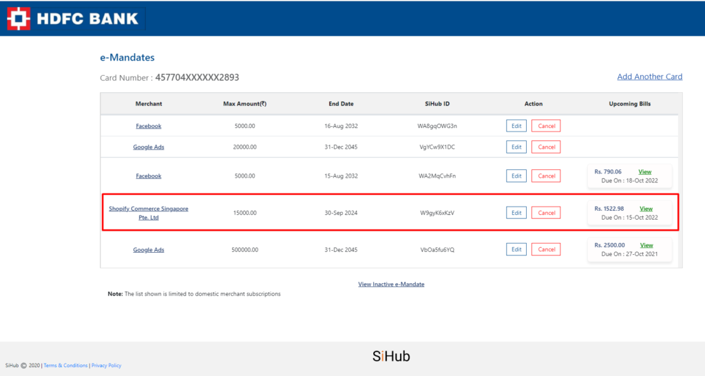 Shopify e-Mandate Process for HDFC Bank Cards (2)