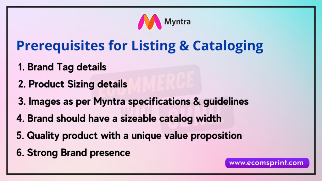 Sell on Myntra Prerequisites for Listing & Cataloging