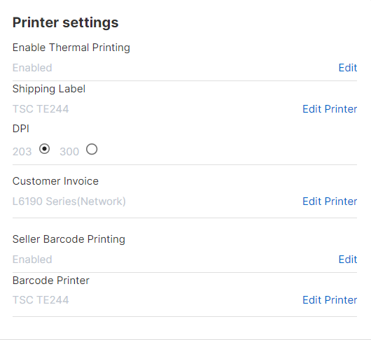 Flipkart seller shipping labels thermal printer settings